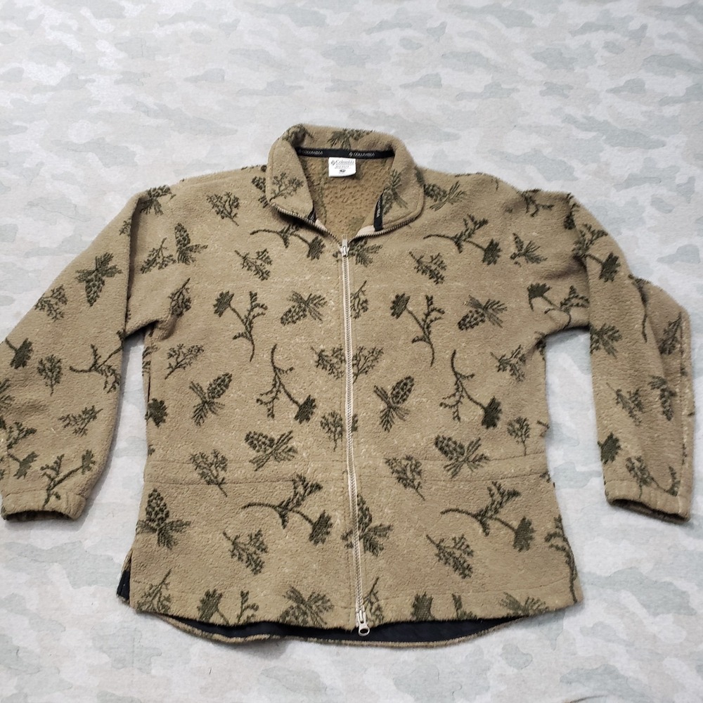Vintage‎ Columbia Sweatshirt Womens Small Green Full Zip Granola Outdoors Hiking